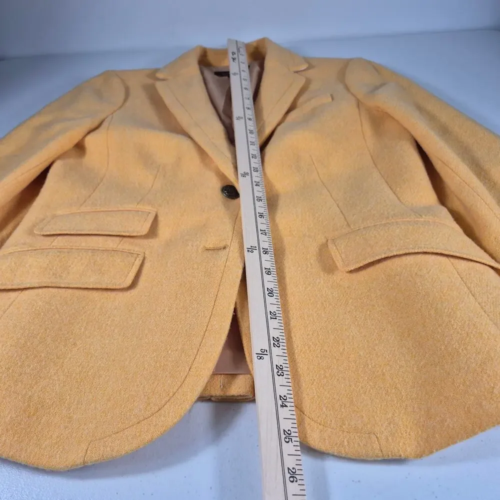 Talbots Yellow Wool Blend 2 Button Lined Blazer Jacket Pleated Tail Pockets M 8